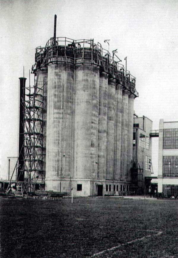The silos under construction