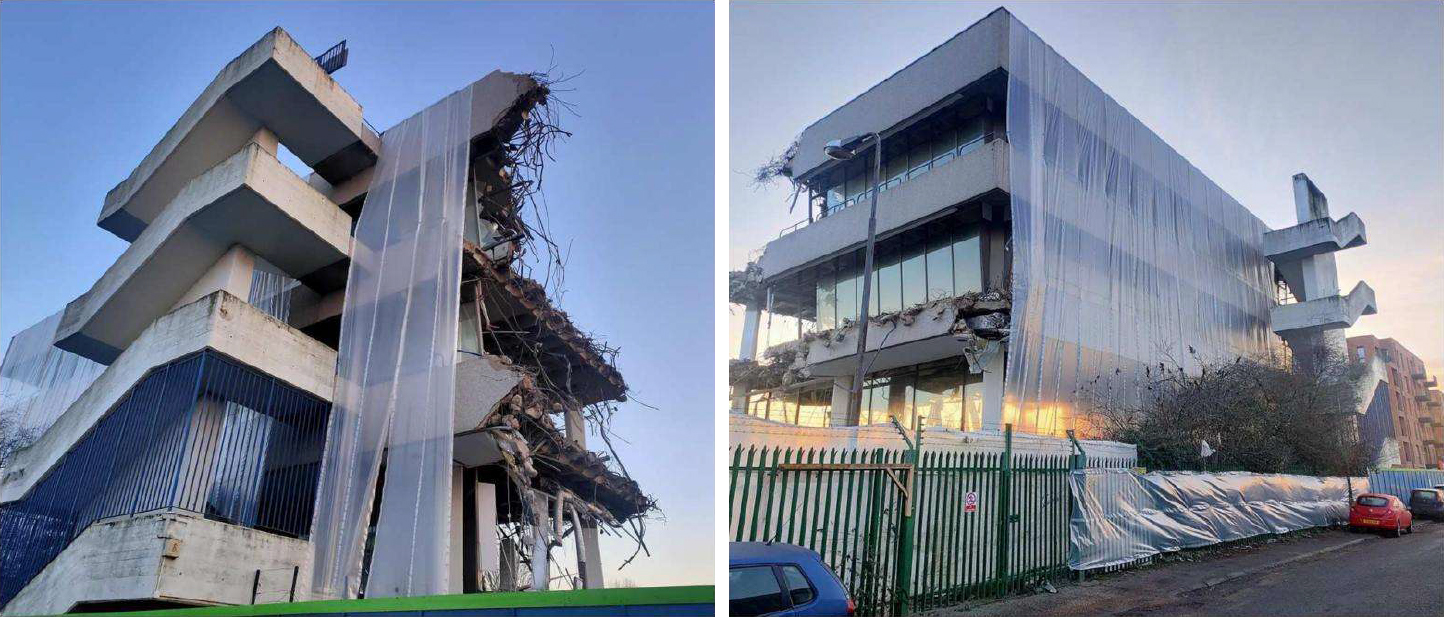 Demolition of Roche building at 29 Broadwater Road in 2023